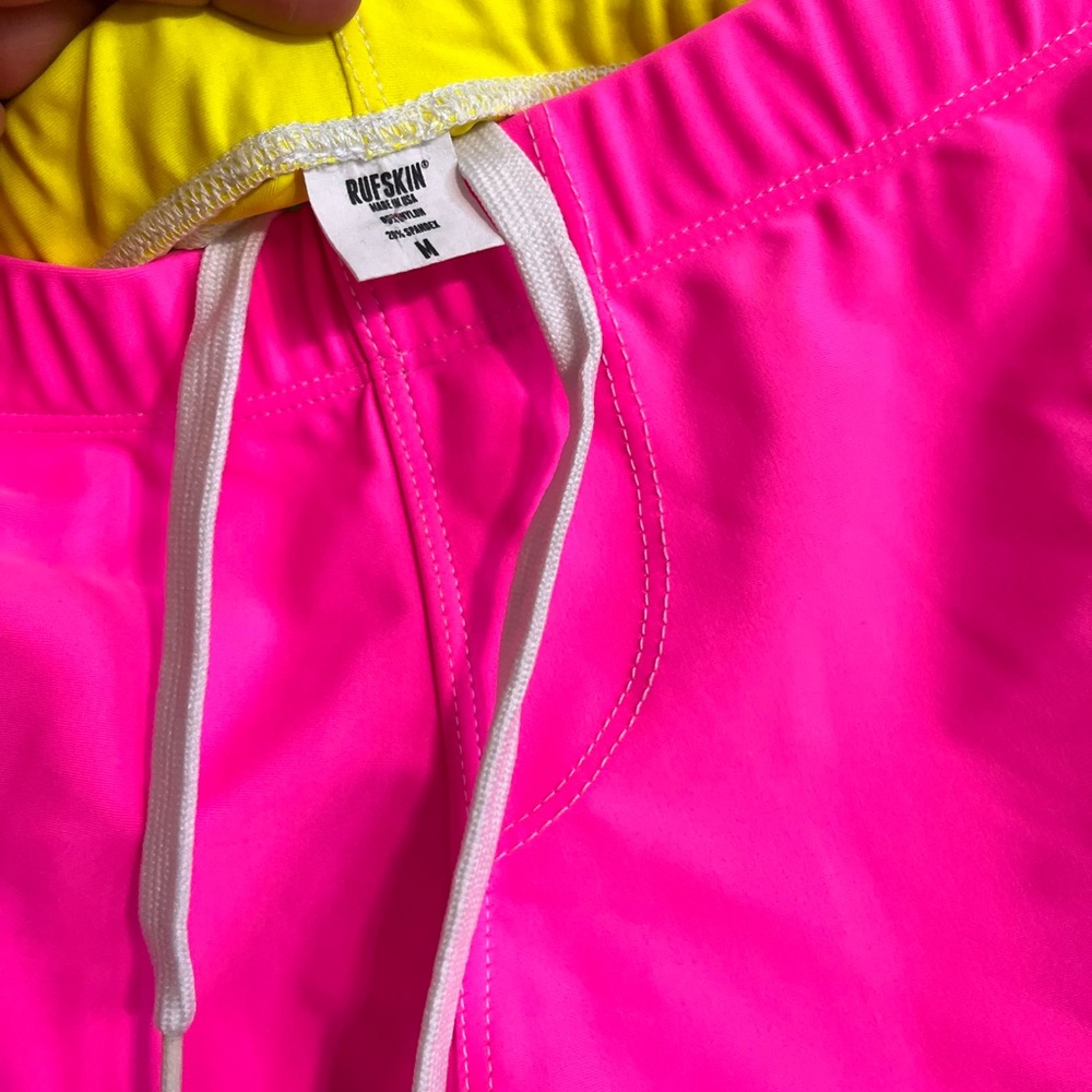 Rufskin Gabrio Neon Colorblock Swim Shorts Pink Yellow Green Stretch Trunks - Picture 7 of 11